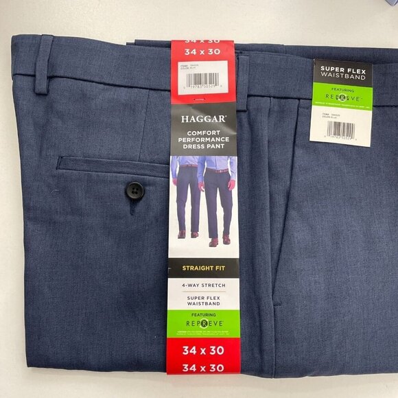 NEW Haggar Mens 34x30 Comfort Performance Dress Pants Straight Fit 4-Way Stretch - Picture 7 of 8